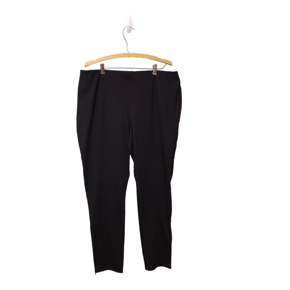 Eileen Fisher Elastic Waist Black Pants with Zipper Slits X Large Minimalist